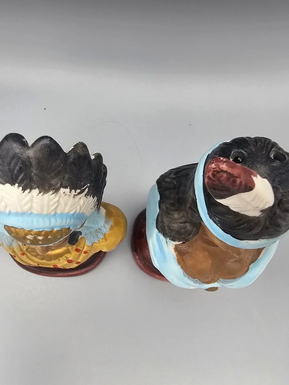 Vintage Native American Bust Salt and Pepper Shakers Set